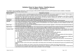 Validation Rules for Space Station / Satellite Network