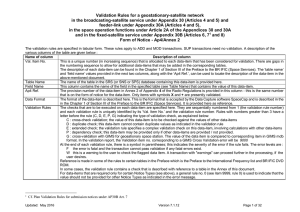 Validation Rules for a geostationary-satellite network