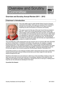 Overview and Scrutiny Annual Review 2011 – 2012  Chairman’s Introduction