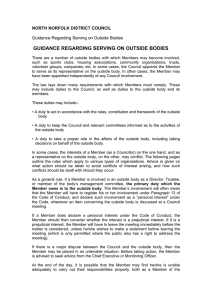 GUIDANCE REGARDING SERVING ON OUTSIDE BODIES NORTH NORFOLK DISTRICT COUNCIL