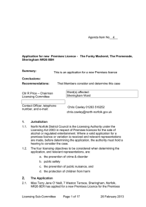 Application for new  Premises Licence -   The... Sheringham NR26 8BH Summary: