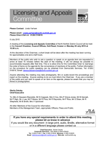 9 July 2015 Licensing and Appeals Committee