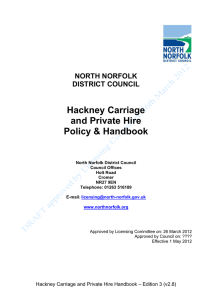 Hackney Carriage and Private Hire Policy &amp; Handbook
