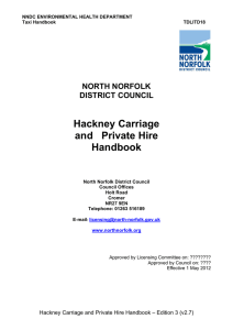 Hackney Carriage and   Private Hire Handbook