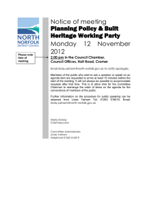 Notice of meeting Planning Policy &amp; Built Heritage Working Party