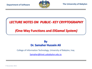 LECTURE NOTES ON  PUBLIC- KEY CRYPTOGRAPHY  ( By