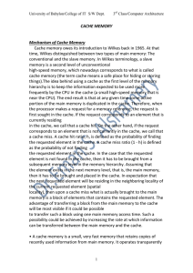 CACHE MEMORY Mechanism of Cache Memory