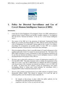 1.  Policy for Directed Surveillance and Use of