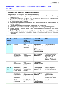 OVERVIEW AND SCRUTINY COMMITTEE WORK PROGRAMME 2012/2013