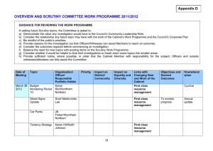 OVERVIEW AND SCRUTINY COMMITTEE WORK PROGRAMME 2011/2012 Appendix D