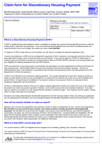 Claim form for Discretionary Housing Payment