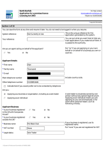 North Norfolk Application for a premises licence Licensing Act 2003