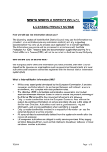 NORTH NORFOLK DISTRICT COUNCIL LICENSING PRIVACY NOTICE