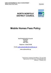 Mobile Homes Fees Policy  NORTH NORFOLK DISTRICT COUNCIL
