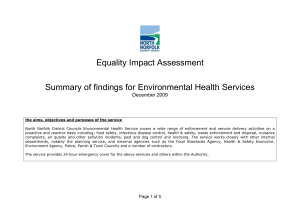 Equality Impact Assessment Summary of findings for Environmental Health Services December 2009