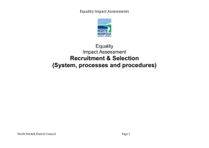 Recruitment &amp; Selection (System, processes and procedures) Equality Impact Assessment