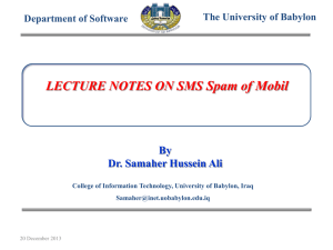 Spam of Mobil LECTURE NOTES ON SMS  By