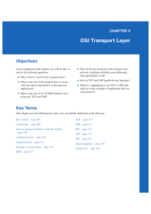 OSI Transport Layer Objectives CHAPTER 4