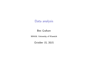 Data analysis Ben Graham October 15, 2015 MA930, University of Warwick