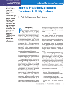 Applying Predictive Maintenance Techniques to Utility Systems Predictive maintenance Techniques