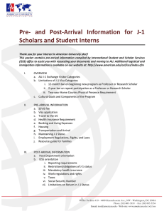Pre-  and  Post-Arrival  Information  for ... Scholars and Student Interns