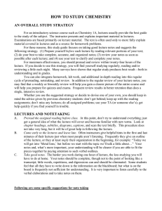 HOW TO STUDY CHEMISTRY  AN OVERALL STUDY STRATEGY