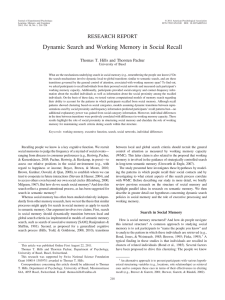 Dynamic Search and Working Memory in Social Recall RESEARCH REPORT