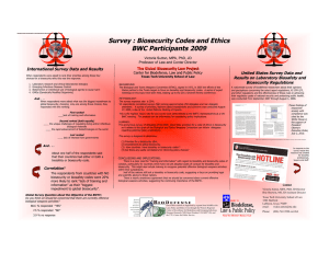 Survey : Biosecurity Codes and Ethics BWC Participants 2009