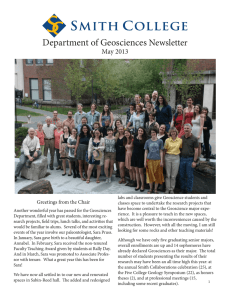Department of Geosciences Newsletter May 2013 Greetings from the Chair