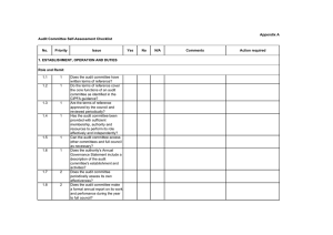 Appendix A Audit Committee Self-Assessment Checklist No. Priority