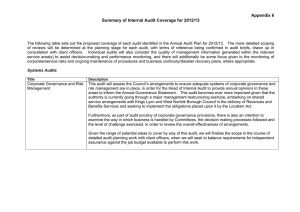 Appendix 6 Summary of Internal Audit Coverage for 2012/13