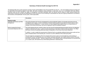 Appendix I Summary of Internal Audit Coverage for 2011/12