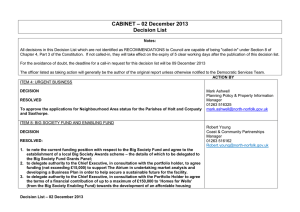 – 02 December 2013 CABINET Decision List
