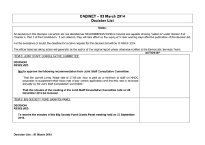 – 03 March 2014 CABINET Decision List