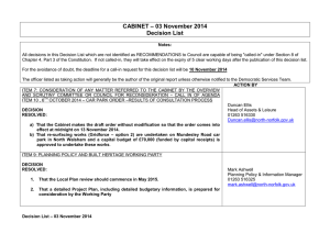 – 03 November 2014 CABINET Decision List