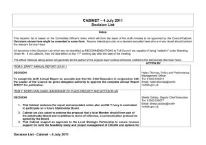 CABINET – 4 July 2011 Decision List