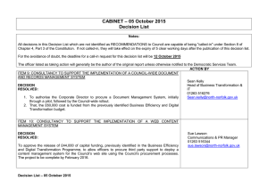 – 05 October 2015 CABINET Decision List