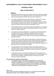 ENVIRONMENTAL HEALTH DEPARTMENT ENFORCEMENT POLICY  APPENDIX THREE HEALTH AND SAFETY