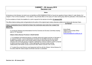 – 06 January 2015 CABINET Decision List