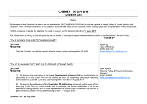 – 06 July 2015 CABINET Decision List