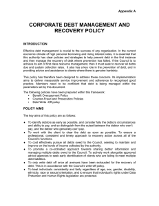 CORPORATE DEBT MANAGEMENT AND RECOVERY POLICY  Appendix A