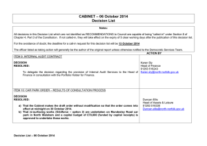 – 06 October 2014 CABINET Decision List