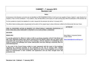 CABINET – 7 January 2013 Decision List