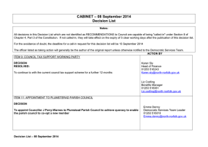 – 08 September 2014 CABINET Decision List