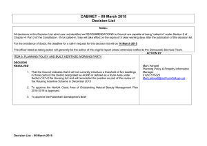 – 09 March 2015 CABINET Decision List