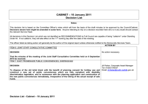 CABINET – 10 January 2011 Decision List