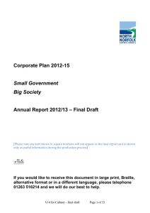 Corporate Plan 2012-15  Annual Report 2012/13 – Final Draft Small Government