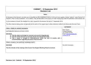 CABINET – 10 September 2012 Decision List