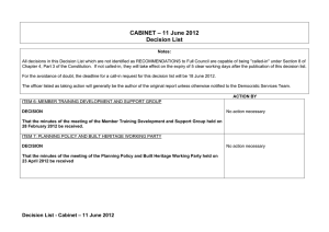 CABINET – 11 June 2012 Decision List