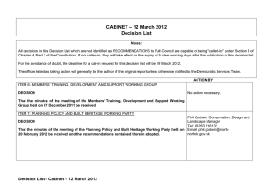 CABINET – 12 March 2012 Decision List